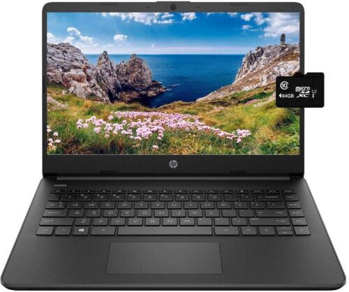 Newest HP 14” HD Laptop Intel 4-Core Celeron 8GB RAM 128GB (64+64) Win11 Black