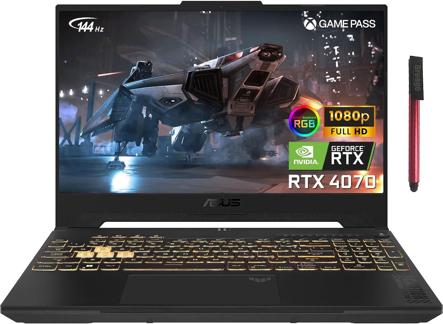 ASUS TUF F15 15.6″ 144Hz FHD Gaming Laptop Computer, 12th Gen Intel 14-Core i7-12700H, GeForce RTX 4070 8GB, 32GB DDR4 RAM, 1TB PCIe SSD, WiFi 6, Bluetooth 5.2, RGB Keyboard, Windows 11 Pro, BROAGE