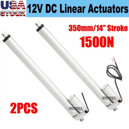 2x 14″ Stroke Heavy Duty Linear Actuator 330lbs Max Lift Output 12-Volt DC Motor