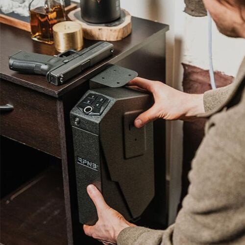 RPNB Mounted Gun Safe for Pistols,  Biometric Fingerprint,  Home Handgun Safe