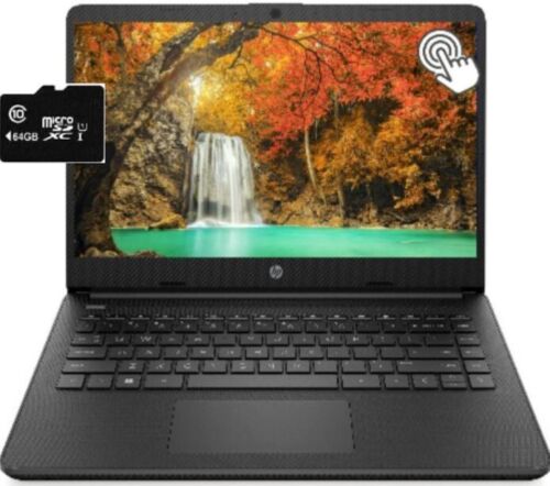 HP 14” Touch HD Laptop AMD 2-Core CPU 8GB RAM 128GB (64+64) HDMI Win11 Black