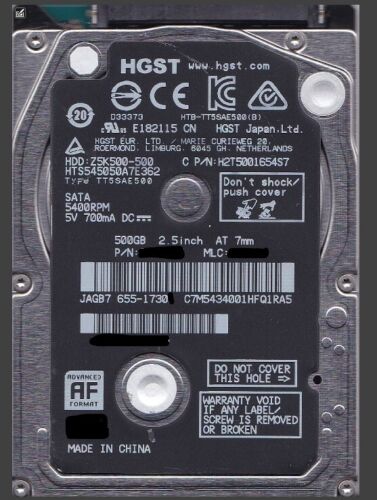 HTS545050A7E362 GENUINE HGST 500GB 2.5″ SATA  2015-2016  MAC or PC Laptop HDD