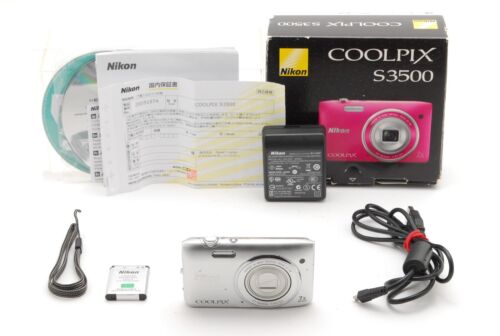 [MINT in Box]Nikon COOLPIX S3500 Silver Digital Camera 7x Zoom 20.1MP From JAPAN