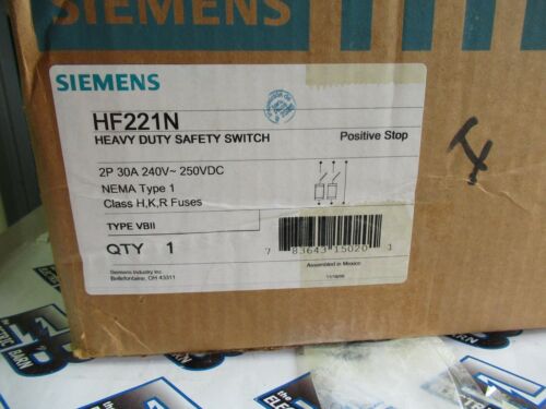 Siemens HF221N, 30 Amp, 240 Volt, 1PH 3W, Fusible Disconnect – NEW-B