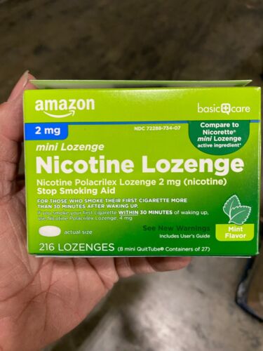 Amazon Basic Care Nicotine Polacrilex Mini Lozenge, 2 mg Nicotine Stop SmokinG