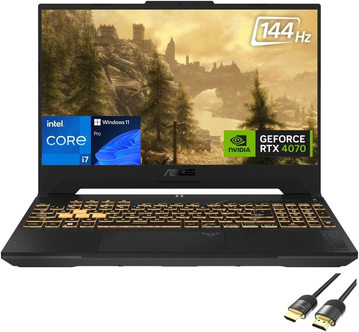 ASUS TUF Gaming Laptop, 15.6″ FHD Display, 13th Gen 10-Core i7-13620H (Up to 4.90 GHz), GeForce RTX 4070, 32GB DDR5, 2TB NVMe 4.0, WiFi 6, Backlit KB, RJ45, TB 4, HDMI, PDG HDMI Cable, Win 11 Pro