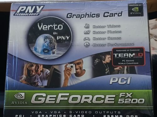 NVIDIA GEFORCE FX5200 PCI  SEALED NEW PNY TECHNOLOGIES GRAPHICS CARD 256MB DDR