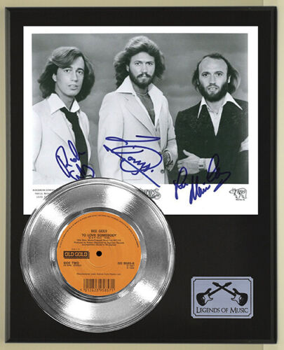 Bee Gees “To Love Somebody Reproduction Signed Silver Record Display Wood Plaque