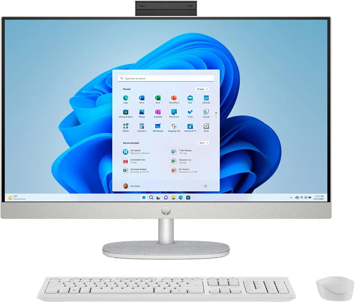 HP All-in-One 27-cr100 Desktop, 12 Core Intel Ultra 7 155U Intel Graphics, 16GB DDR5 1TB M.2 SSD, 27″ FHD IPS Touchscreen Display, Wi-Fi, RJ-45, HDMI v1.4, Windows 10 Home, Shell White, Free 32GB USB