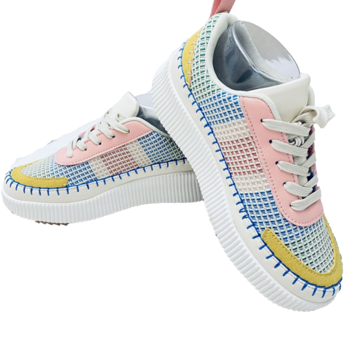 New Nicole Miller Mixed Media Platform NY Shoes Sneaker Pastel Women’s Size 8