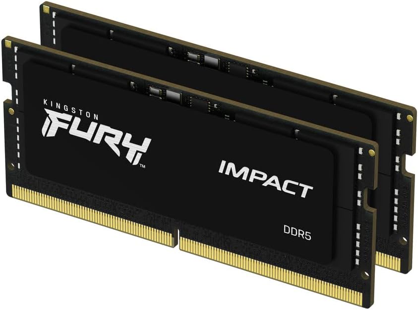 Kingston FURY Impact 32GB (2x16GB) 6400MT/s CL38 DDR5 SODIMM | Intel XMP 3.0 | Plug N Play | Laptop Memory | Kit of 2 | KF564S38IBK2-32