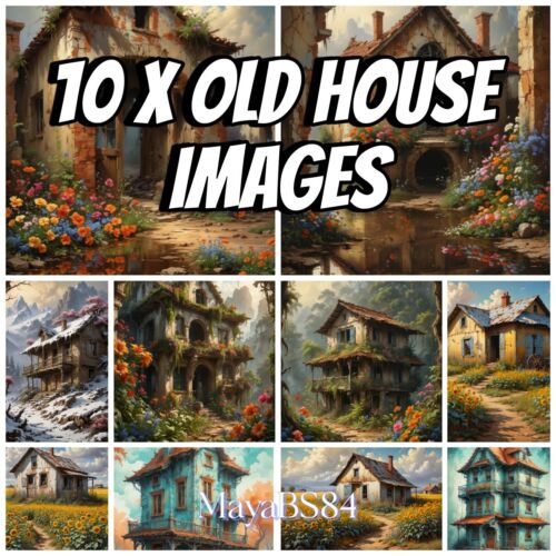 Digital Image Picture Wallpaper Background Desktop AI Art ,10 x Old Hous Images