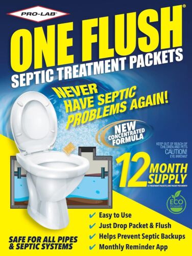 ONE FLUSH – Septic Tank Treatment Packets, 1-Year Supply of Easy-Flush Bacteria