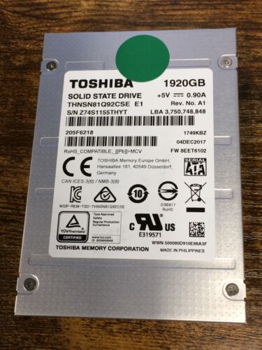 SSD Solid State Drive THNSN81Q92CSE Toshiba 1.92TB SATA 6Gb/s 2.5″ 100% health