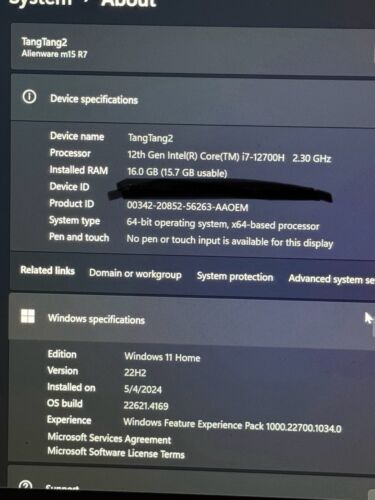 Alienware M15 R7, Specs Are In The Pics