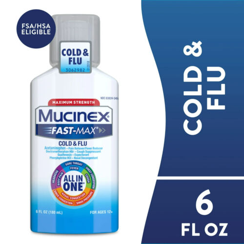 Mucinex Maximum Strength Fast-Max Cold & Flu All-in-One 6 fl oz. EXP 06/2025