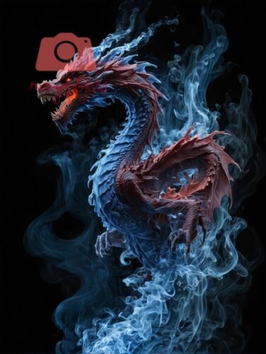 Digital Image Picture Wallpaper Background Desktop AI Art Dragon Smoke Blue