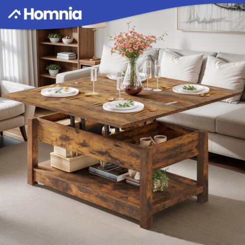 3-in-1 Multi-Function Lift Top Coffee Table with 2-Tiered Open & Hidden Storage