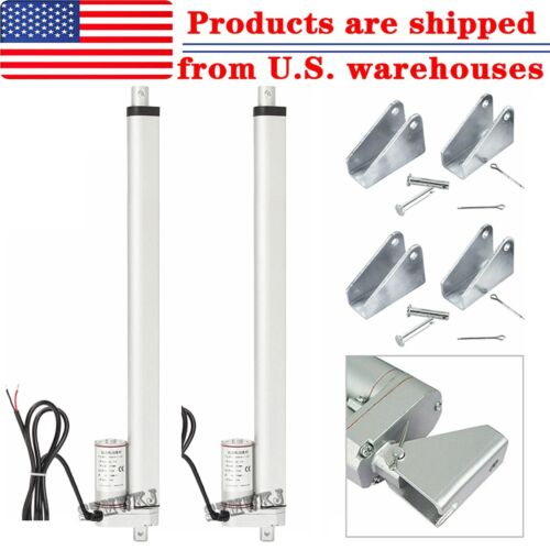 14mm/s 2×18″ Stroke Linear Actuators 220lbs Max Lift 12V Motor W/ Mount Brackets