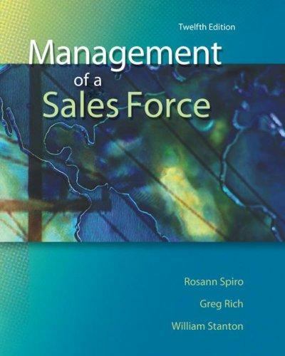 Management of a Sales Force – Hardcover, by Spiro Rosann; Stanton – Good