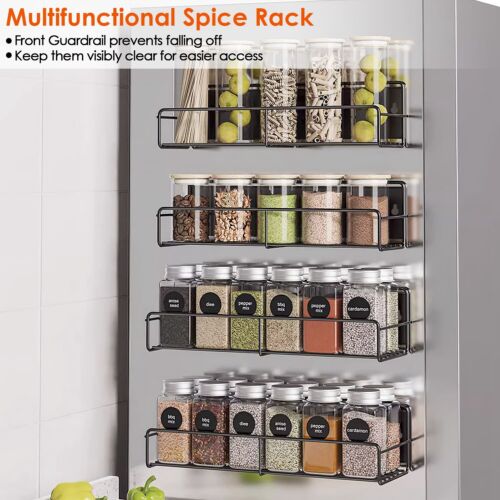 4 PACK Magnetic Spice Rack Organizer Storage Shelf Holder Kitchen Organization