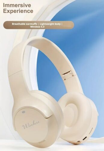 Wireless Headphone Folding Soundproof Stereo Games Low Latency HIFI Call Leather