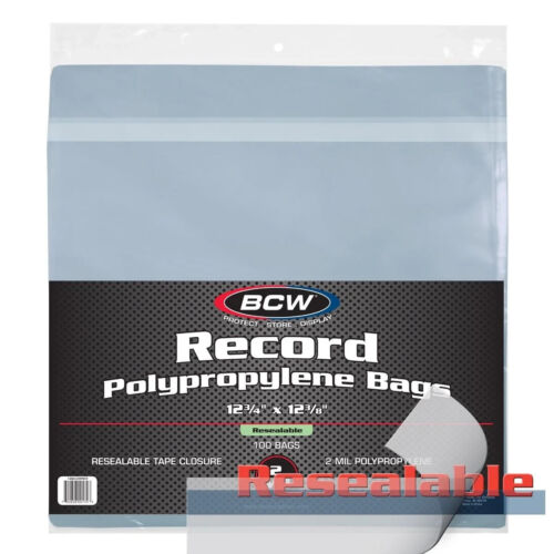 1 Case (1000) BCW 33RPM Resealable LP Record Album Archival 2-Mil Clear Sleeves