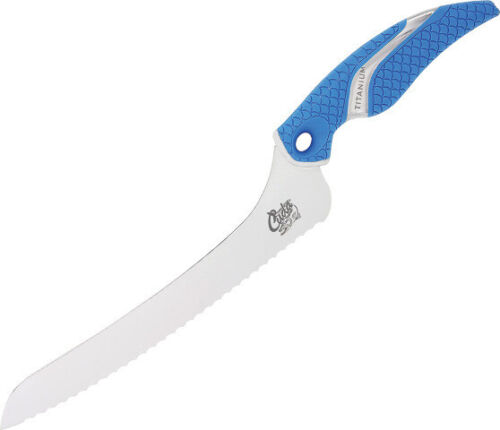 Camillus Cuda Offset Serrated Knife 14 1/4″ overall. 8 7/8″ titanium bonded Germ