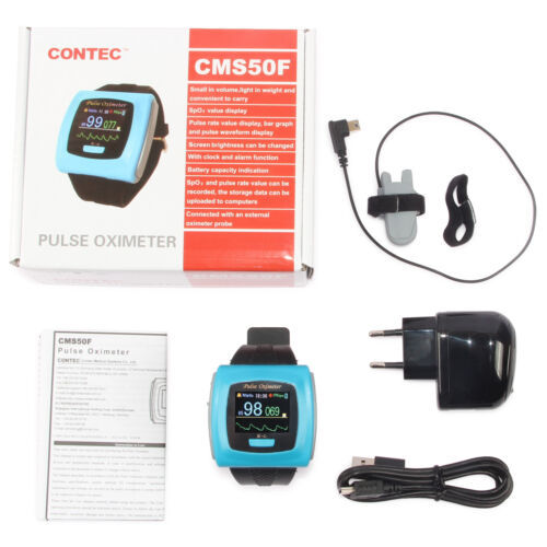 CMS50F Wrist watch pulse oximeter heart rate monitor USB software SPO2 Probe,USA