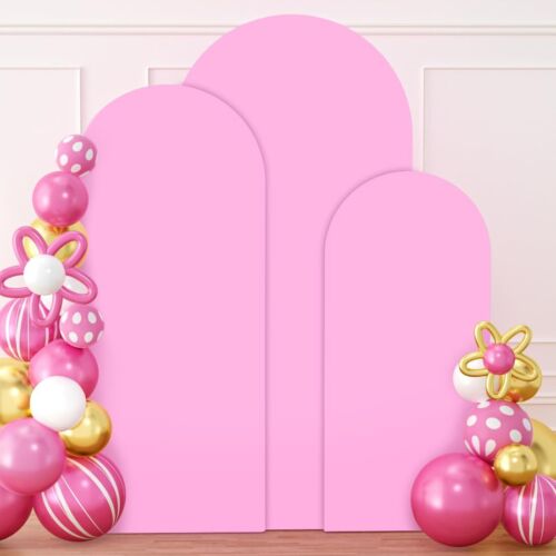 Wedding Arch Cover Pink Arch Backdrop Covers Set of 3 Arches Backdrop Stand C…