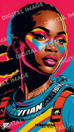 Vibrant Digital Portrait of African Woman – Pop Art Style, Colorful Image