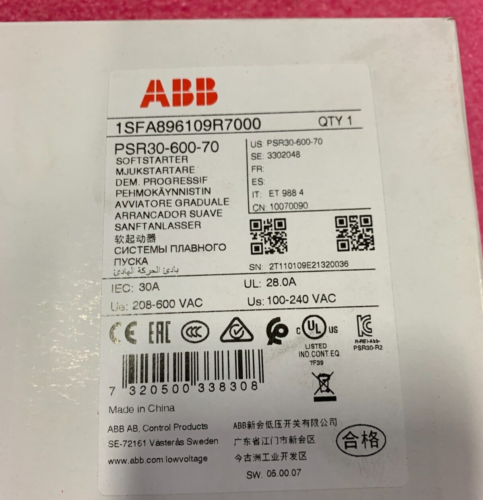 1PC New ABB Soft Starter PSR30-600-70 PSR3060070 Expedited Shipping