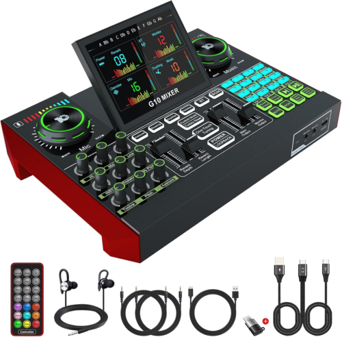 Podcast Equipment Bundle USB Audio Interface with Mixer, Multi-Channel Sound Boa