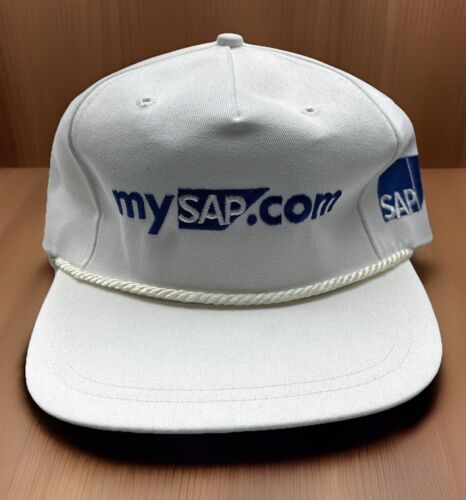 Sap SnapBack mySap.com White Hat Blue Logos NEW VINTAGE Clean TEXACE Made In USA