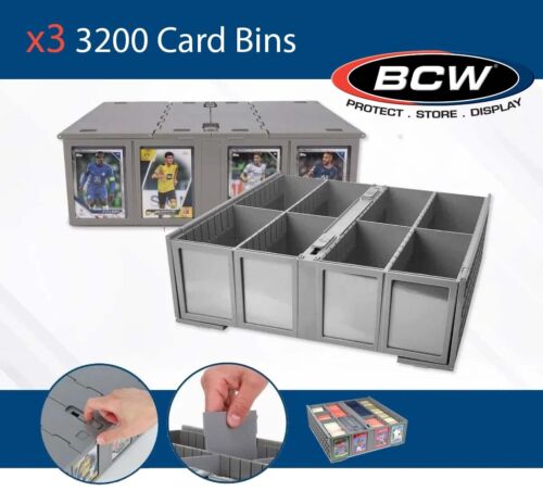 3 BCW Card Storage Bins Hold Gaming Sport Toploader Magnetic / Deck 3200 Box New