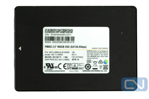 Samsung PM883 960GB MZ-7LH9600 Series 3D NAND SATA 6Gb/s 2.5″ SSD