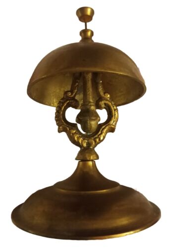 Victorian Style Brass Hotel Service Help Counter Front Desk Ding Bell Vintage