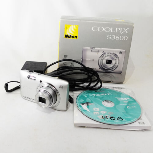 Nikon COOLPIX S3600 20.1MP Silver Digital Camera [Near MINT in BOX] From JAPAN