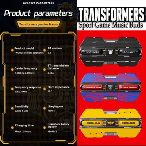 Transformers TF-T01 Wireless Low Latency In-Ear Earphones Sport Game Music Buds