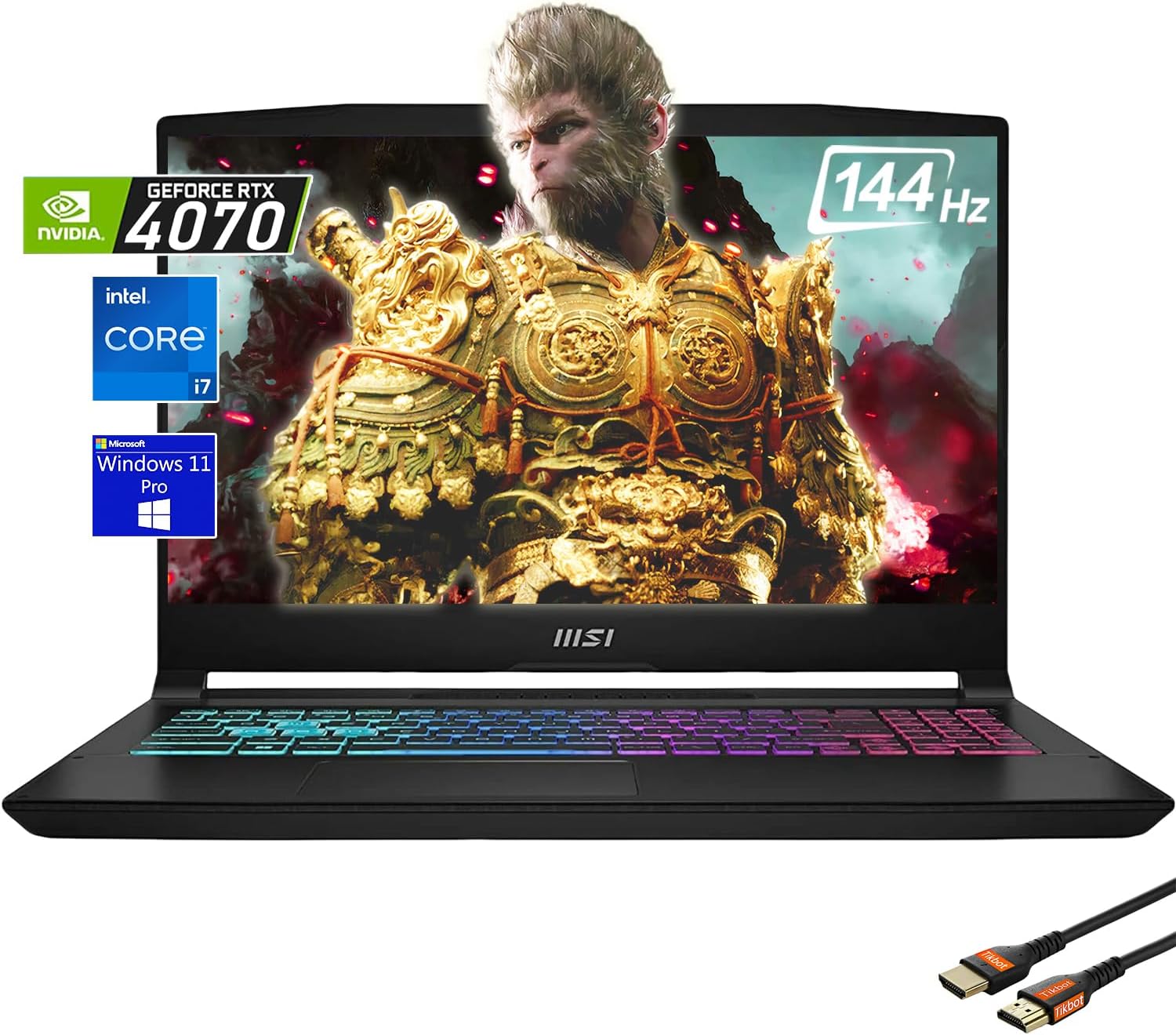 MSI Katana 15 Gaming Laptop, 15.6″ 144Hz FHD Display, Intel 13th Gen Core i7-13620H, GeForce RTX 4070 8GB, WiFi 6, 4-Zone RGB Backlit KB, Webcam, Win 11 Pro, w/HDMI (32GB RAM|1TB PCIe SSD)