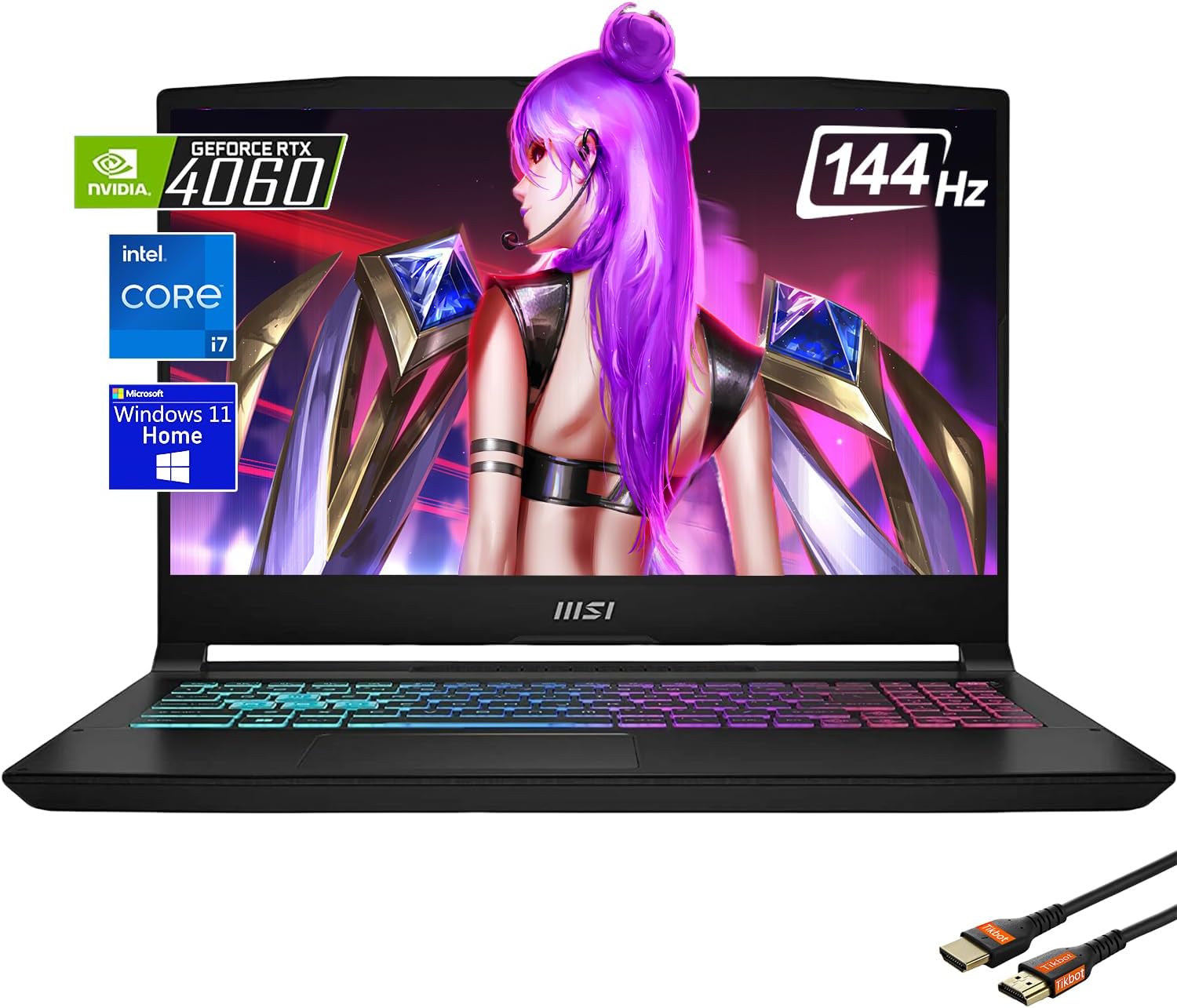 MSI Katana 15.6″ Gaming Laptop, 144Hz FHD, Intel Core i7-13620H, NVIDIA GeForce RTX 4060 8GB, WiFi 6, 4-Zone RGB Backlit KB, Win 11 Home, w/HDMI