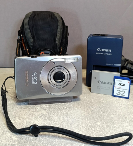 Canon IXUS 75 IS Compact Digital Camera 7.1 MP Silver – W/Charger, Battery