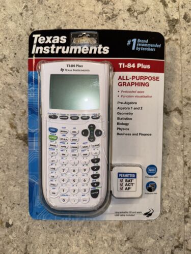 Texas Instruments TI-84 Plus Graphing Calculator White USB Cable New SEALED!