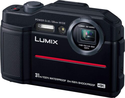 Panasonic Compact Digital Camera Lumix Waterproof 4K Video Black DC-FT7 2 Colors