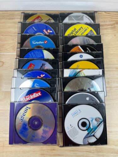 Lot of 19 Vintage Mac/Windows Software Discs Turbotax, Windows, Adobe, Etc.