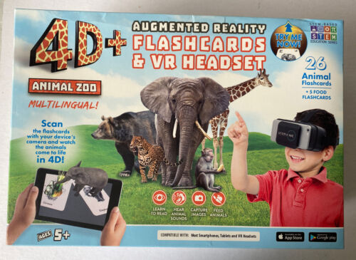 ETVRARZOO 4D+ Utopia 360 VR Headset & Animal Zoo Augmented Reality Cards