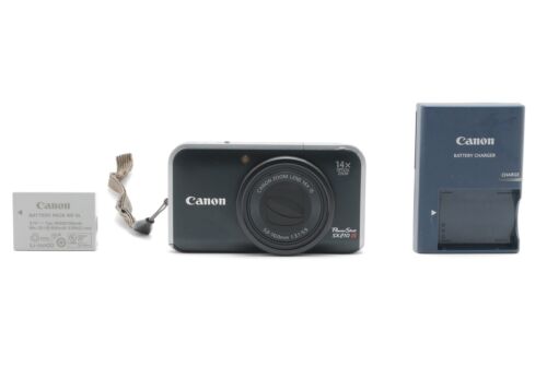 [MINT] Canon PowerShot SX210 IS Compact Digital Camera Black w/strap From Japan