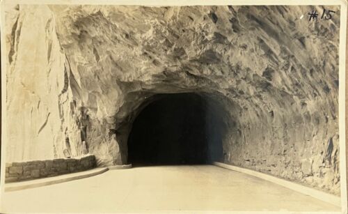 RPPC Zion Nat Park Utah Mount Carmel Highway Tunnel Real Photo Postcard c1930