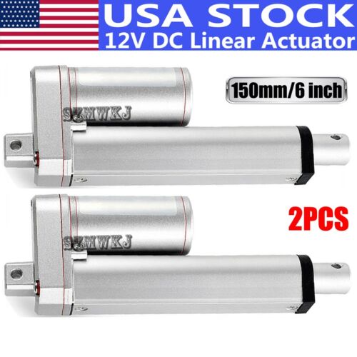 Set of TWO Heavy Duty 6″ Stroke Linear Actuators 1500N 330lbs Lift 12V DC Motors