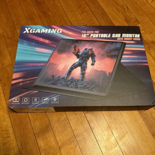 XGaming 16″ Portable QHD LCD Monitor with Smart Cover (Black) – Open Box